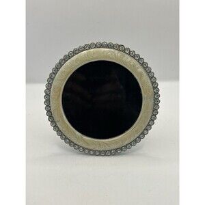 Arte De Casa Round Picture Frame Gold Swirl Enamel With Rhinestones 5”